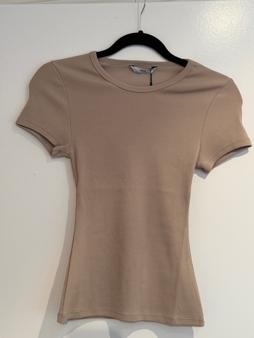 knix SculpRib short sleeve tee in taupe beige